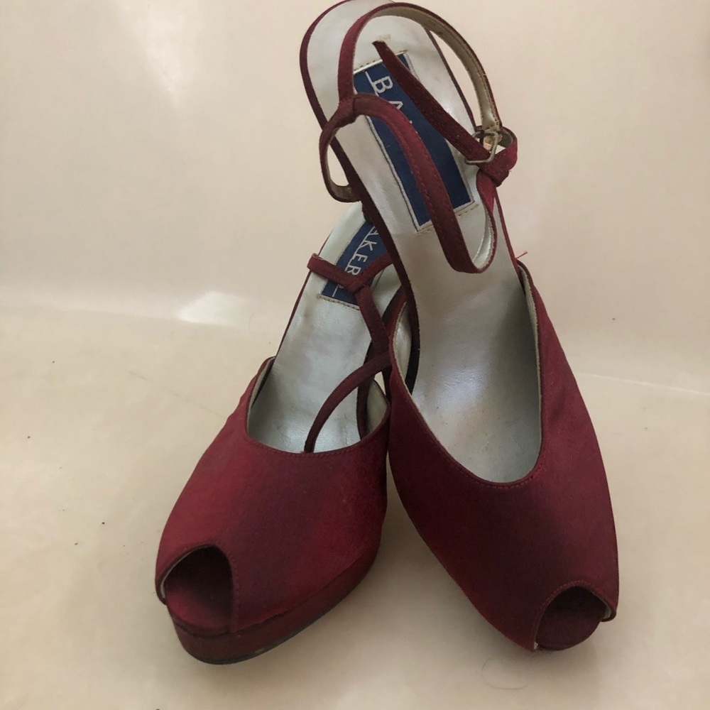 Bakers red sparkle peek heels